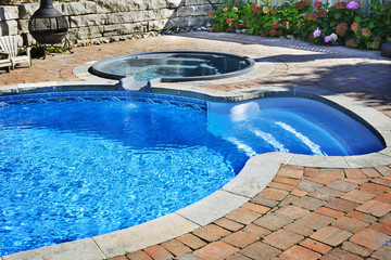 Swimming pool with hot tub - 36875009