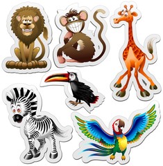 Naklejka premium Jungle Animals Naklejki Naklejki Jungle Animals Icons-Vector