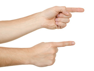 Two hand pointing, touching or pressing
