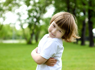 Portrait of a little girl outdoors