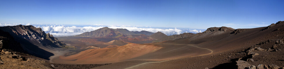 Fototapeta na wymiar volcano crater ultra-wide panorama
