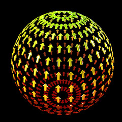 Sphere made of red and green arrows