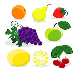 colored fruit icons on white background