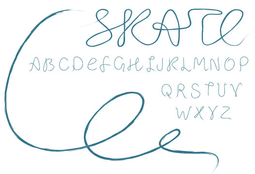 Vector skite trace alphabet on a white background