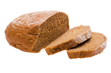 rye bread on white background