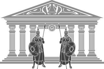 two titans and temple of atlantis. stencil