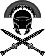 roman helmet and swords. third variant. stencil