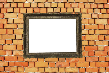 Wood frame on brick wall