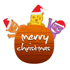 christmas cat with wooden message board