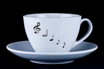White mug with notes