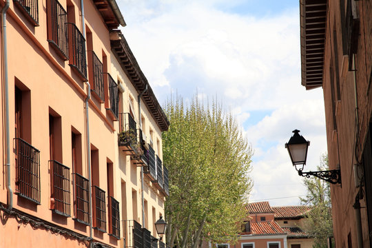 Main Street of Alcala de Henares town Madrid Spain