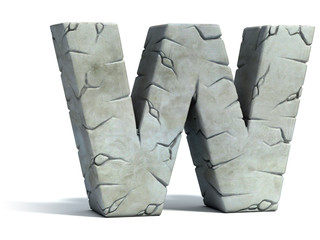 letter W cracked stone 3d font