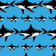 Vector sharks seamless background pattern, wallpaper