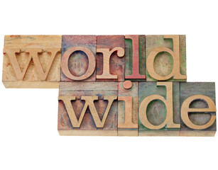 worldwide word in letterpress type