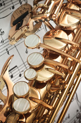 Naklejka premium Saxophone keys closeup