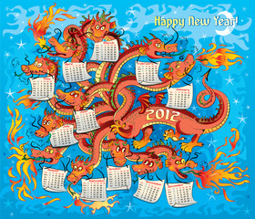 dragon year 2012 vector illustration calendar