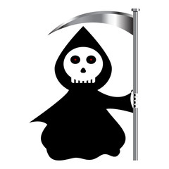 Funny reaper cartoon isolated over white background