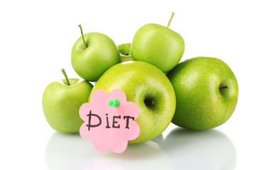 ripe green apples isolated on white