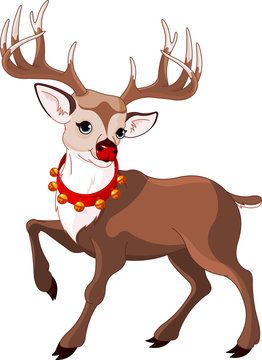 Beautiful cartoon reindeer Rudolf