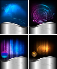 Four abstract technology and business backgrounds