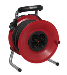 red plastic cable reel