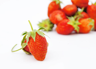 Large strawberries on a white background