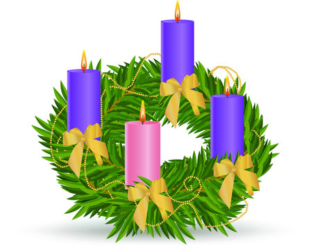 Advent wreath isolated on white