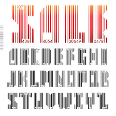 Font Barcode - letters from A to Z, vector illustration.