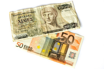 Obraz na płótnie Canvas Euro and Drachmen