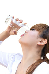 business woman drinking water