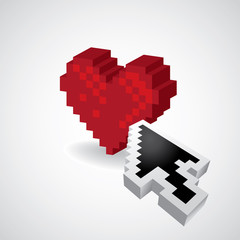 3D Pixel red heart wirh arrow - illustration - 36904086