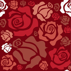 seamless pattern of red roses - sketch illustration