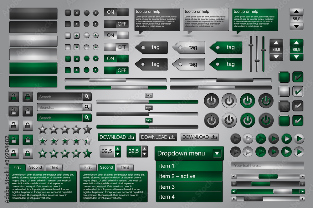 Aufkleber set of web elements-vector file-easily customizable