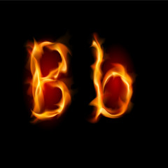 Fiery font. Letter B