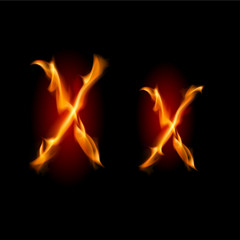 Fiery font. Letter X
