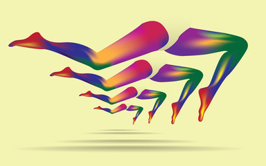 multicolor rainbow woman legs - illustration