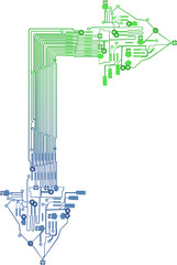 green and blue arrow formed by current lines