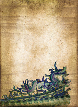 Dragon chinois, papier ancien