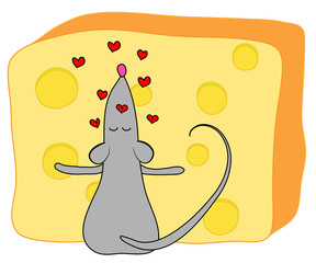 Mouse and cheese.