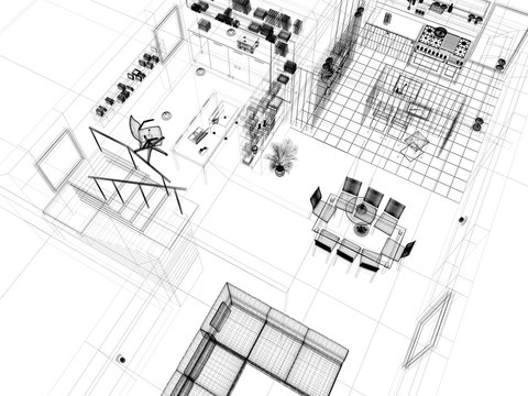 appartamento rendering 3d stanze bagni architettura progetto