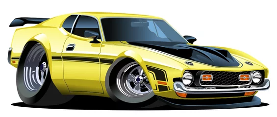 Acrylic prints Cartoon cars Vector cartoon muscle car