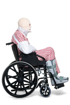 Injured man in a wheelchair