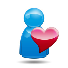 Icono 3D usuario con corazon