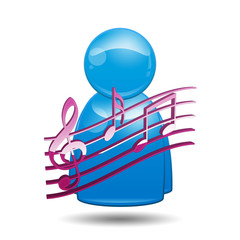 Icono 3D usuario con simbolo musica