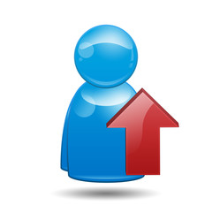 Icono 3D usuario con simbolo upload