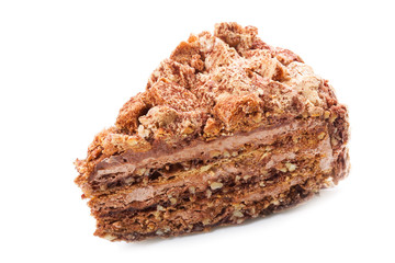 Piece of chocolate cake with cream