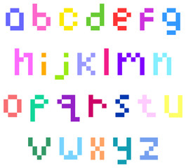 Pixel lower case alphabet