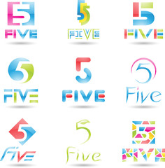 Vector illustration of Icons for number five