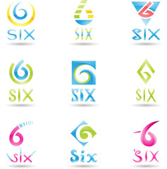 Vector illustration of Icons for number six