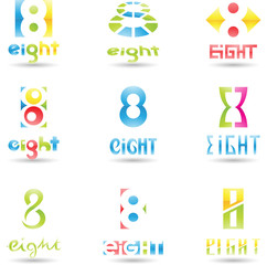 Vector illustration of Icons for number eight